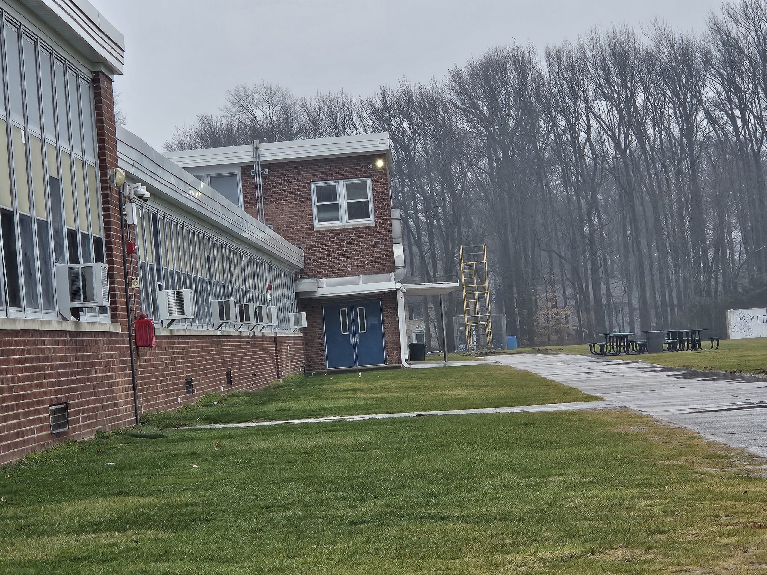 Location of Edison Intermediate School AED -- back of building in between varsity baseball field and grass field.